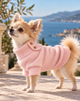 Pull pour Chien Rose Poudré Maille Premium Effet Cachemire par PAIKKA chihuahua