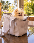 Premium Suede Dog Carrier Bag in Camel