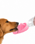 Gourde de Voyage pour Chien Leaf Rose 500 ml – Distributeur d’Eau Portable Étanche