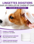 Lingettes Doigtiers Multi-Usages pour Chien & Chat Oreilles, Dents et Coussinets