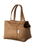 Sac de Transport Premium pour Chien en Suédine Imperméable Camel