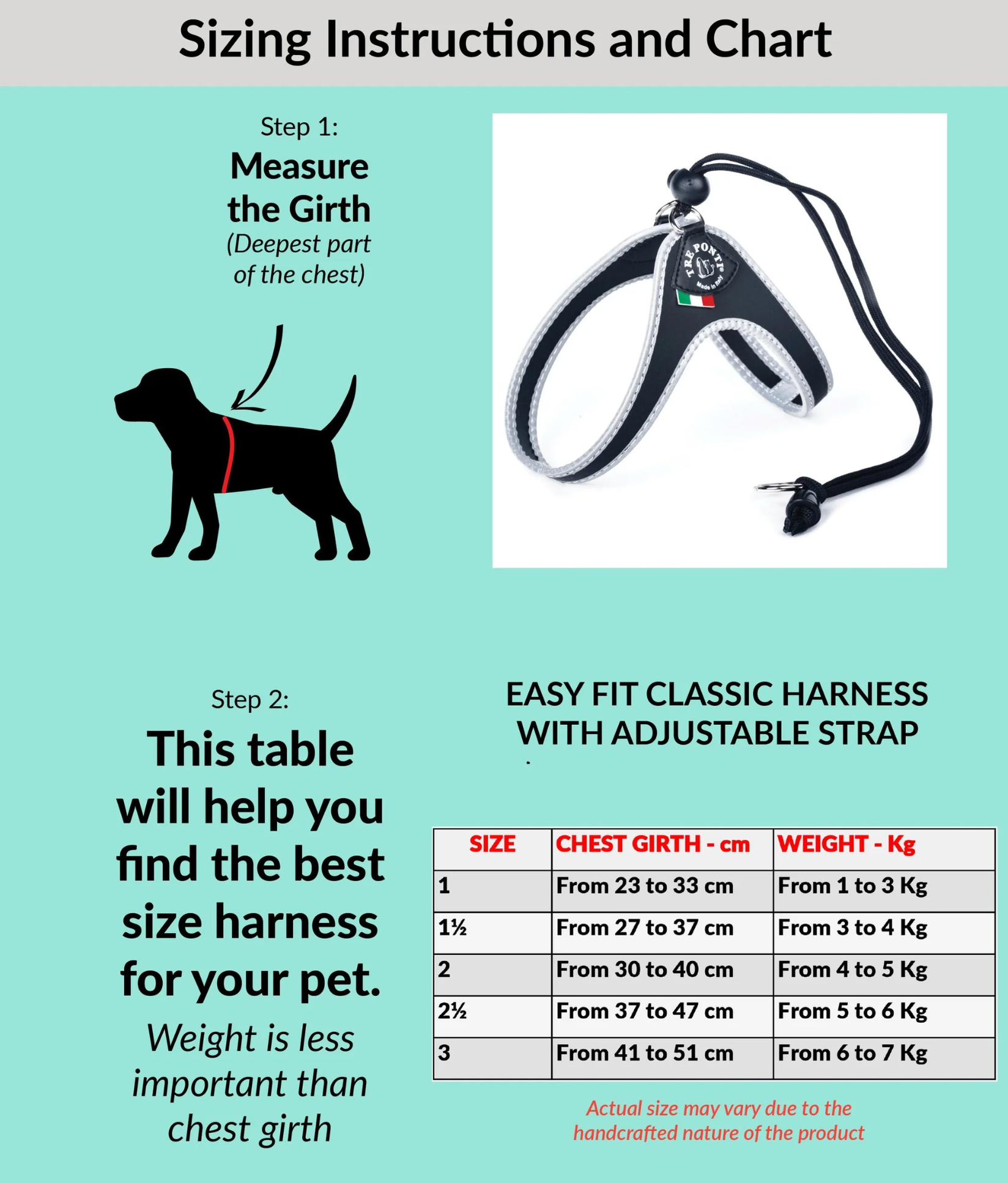 Tre Ponti Easy Fit Liberta Red Harness with No Escape Adjustable Closure - Pom D'Azur