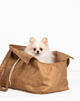 Premium Waterproof Suede Dog Carrier Bag Camel