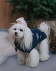 Pull Pour Chien ASPEN SNOWFLAKE Navy par Bowl & Bone - Pom D'Azur