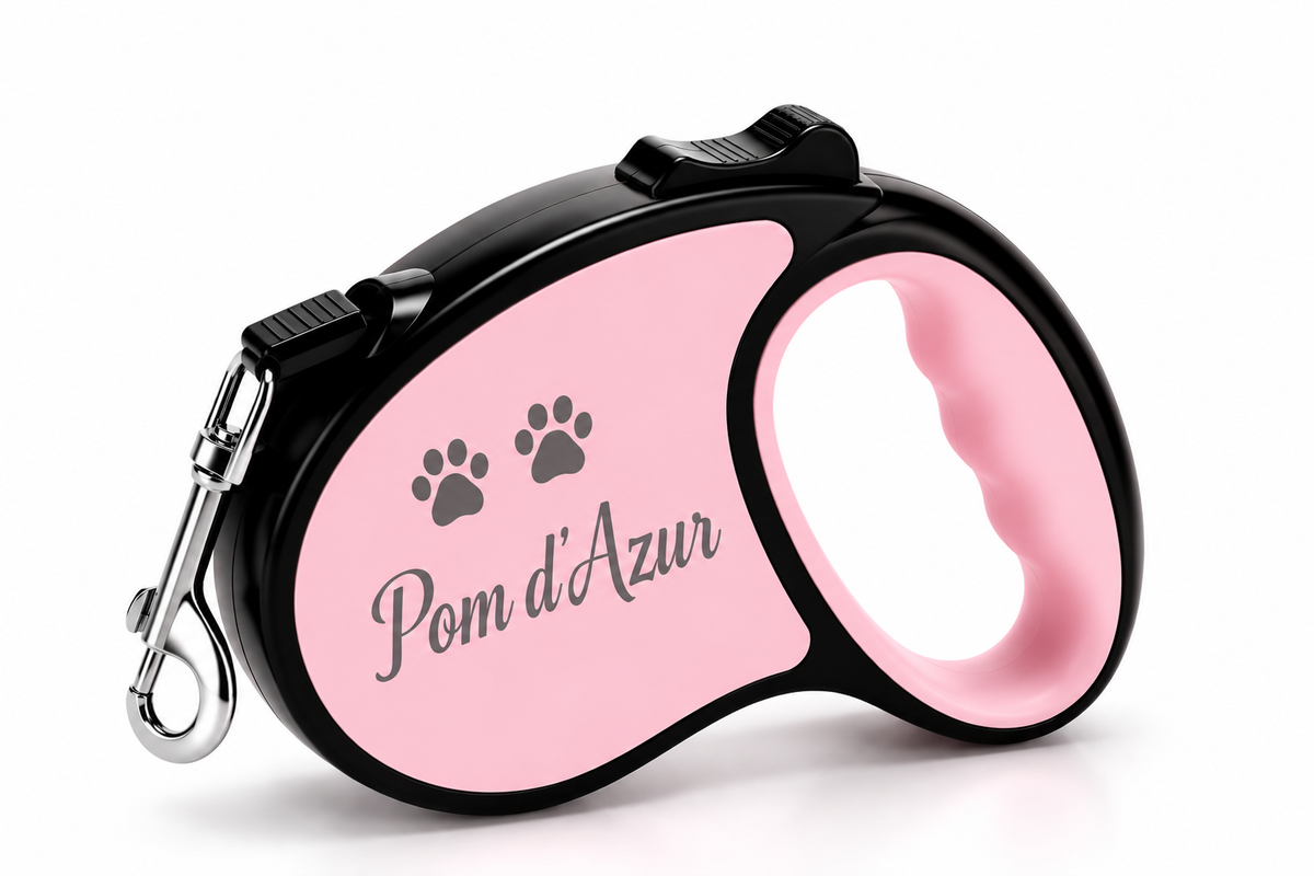 Laisse Rétractable pour Chien 5 m Pom d’Azur rose pastel