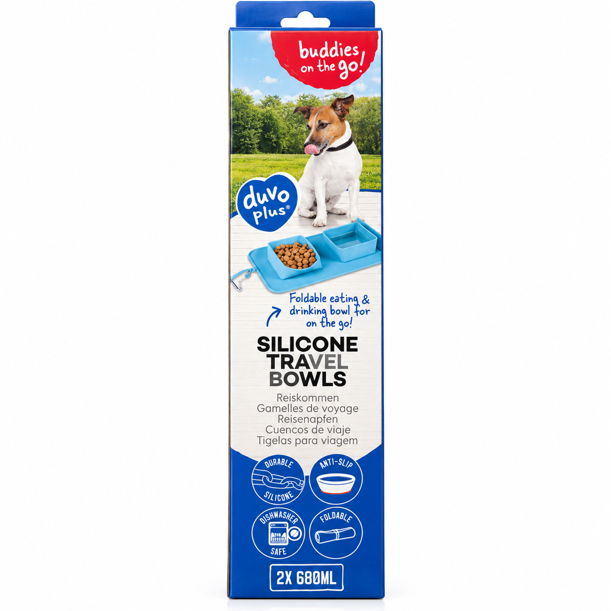Gamelles de Voyage Pliables en Silicone pour Chien 2 x 600 ml