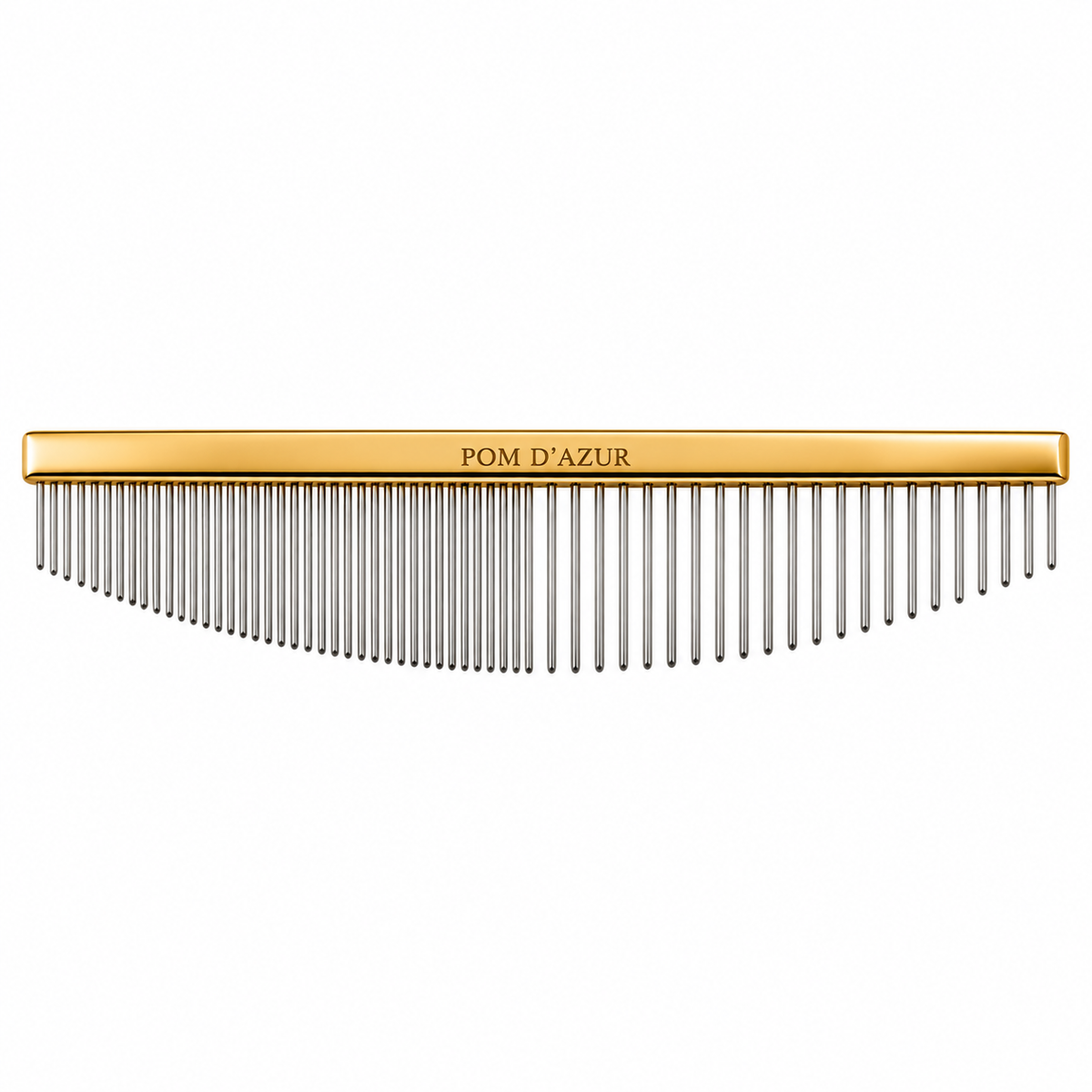 Peigne de toilettage Professionnel Demi-Lune  Doré – Dents Argentées Pom d’Azur
