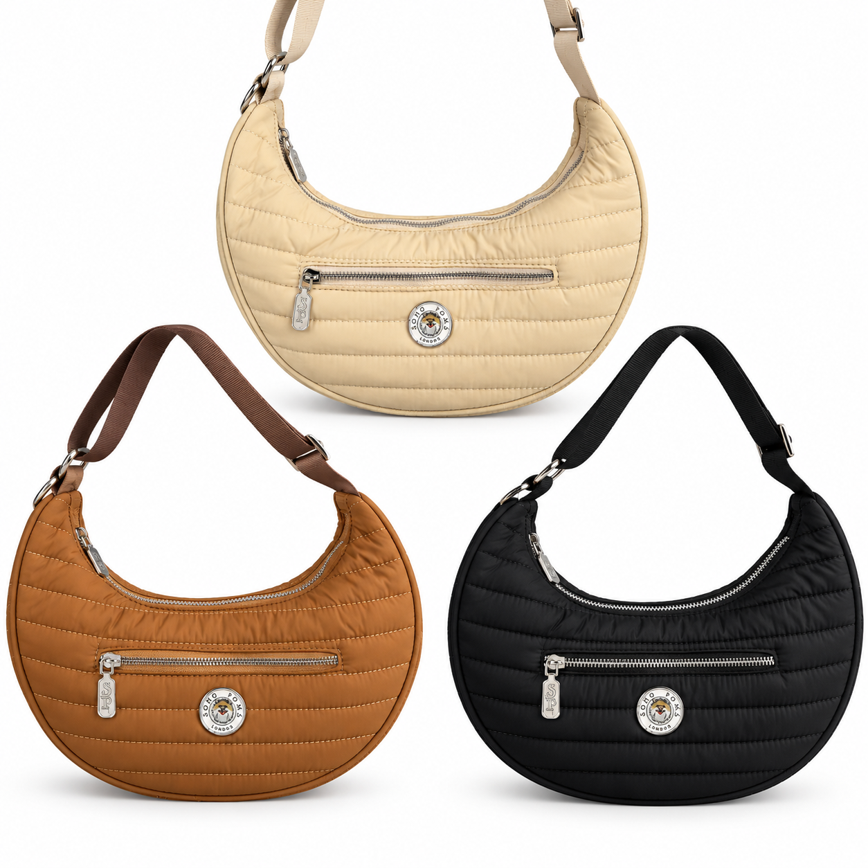 Sac de Promenade Crossbody Demi Lune – Soho Poms x Pom d’Azur
