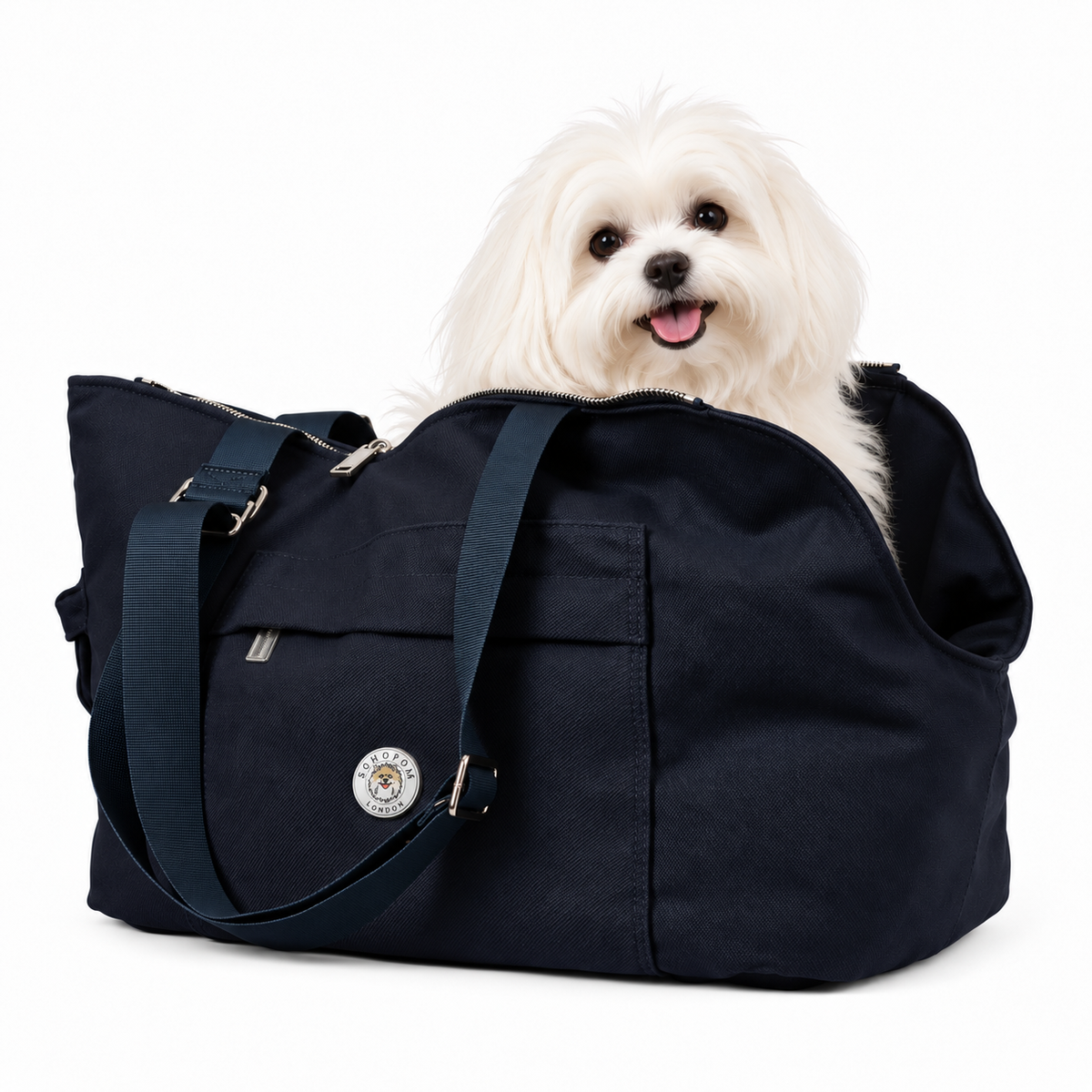 Sac de transport pour chien 'Héritage Riviera' Bleu Marine par SohoPoms ®