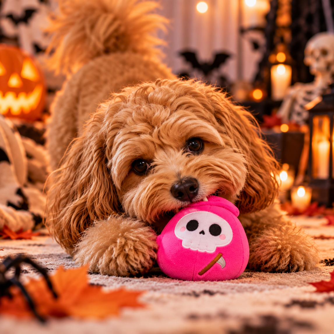 Jouet pour Chien Faucheuse Rose – Peluche Halloween
