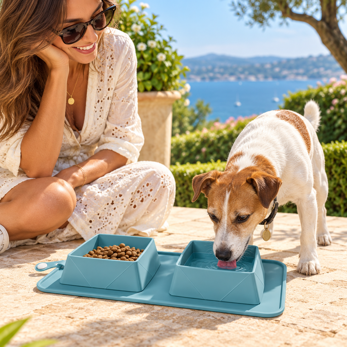 Gamelles de Voyage Pliables en Silicone pour Chien 2 x 600 ml