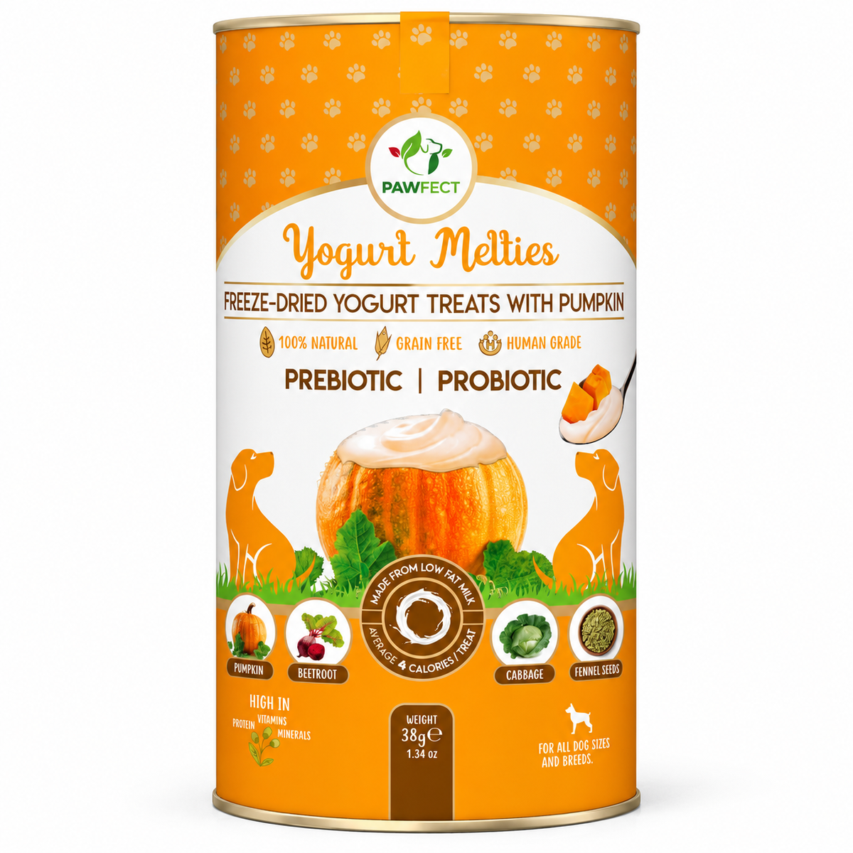 Friandises pour Chien au yaourt lyophilisé Pawfect avec citrouille 38 g