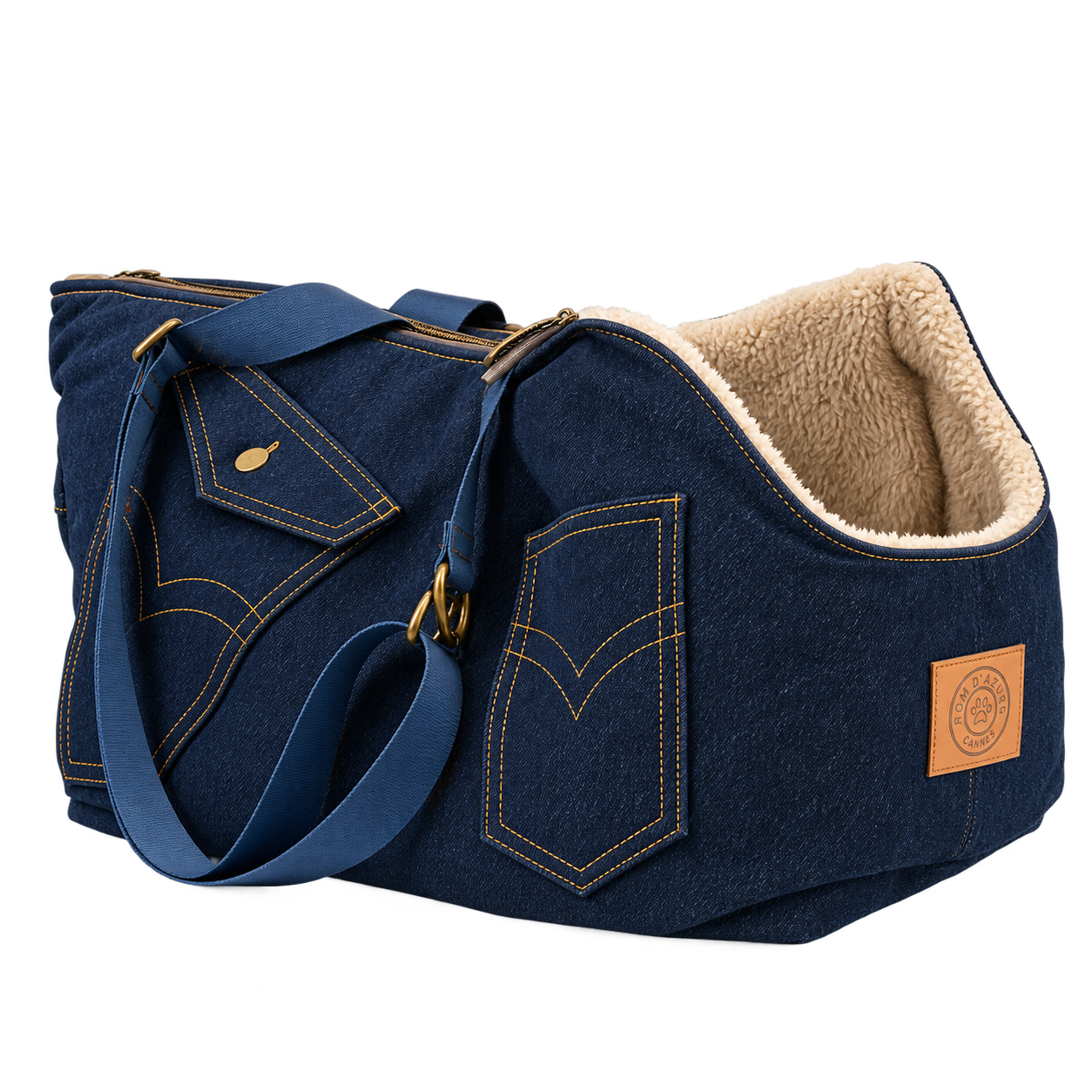 Sac de Transport Denim Navy – Pom d’Azur × Soho Poms London