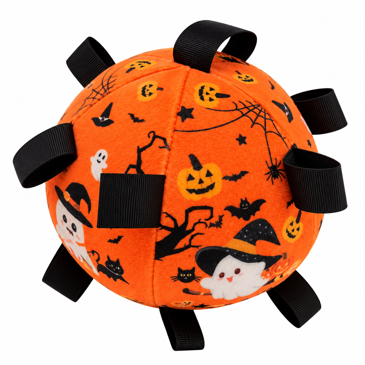 Balle d’Activité Halloween pour Chien – Peluche à Rubans