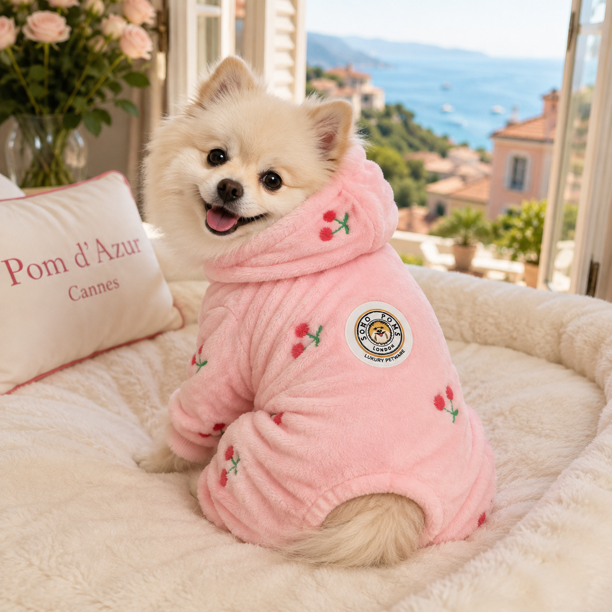 Pyjama Polaire pour Chien Cherry Rose par Sohopoms