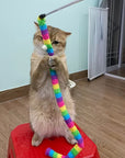 Canne à Jouer pour Chat – Chenille Arc-en-Ciel