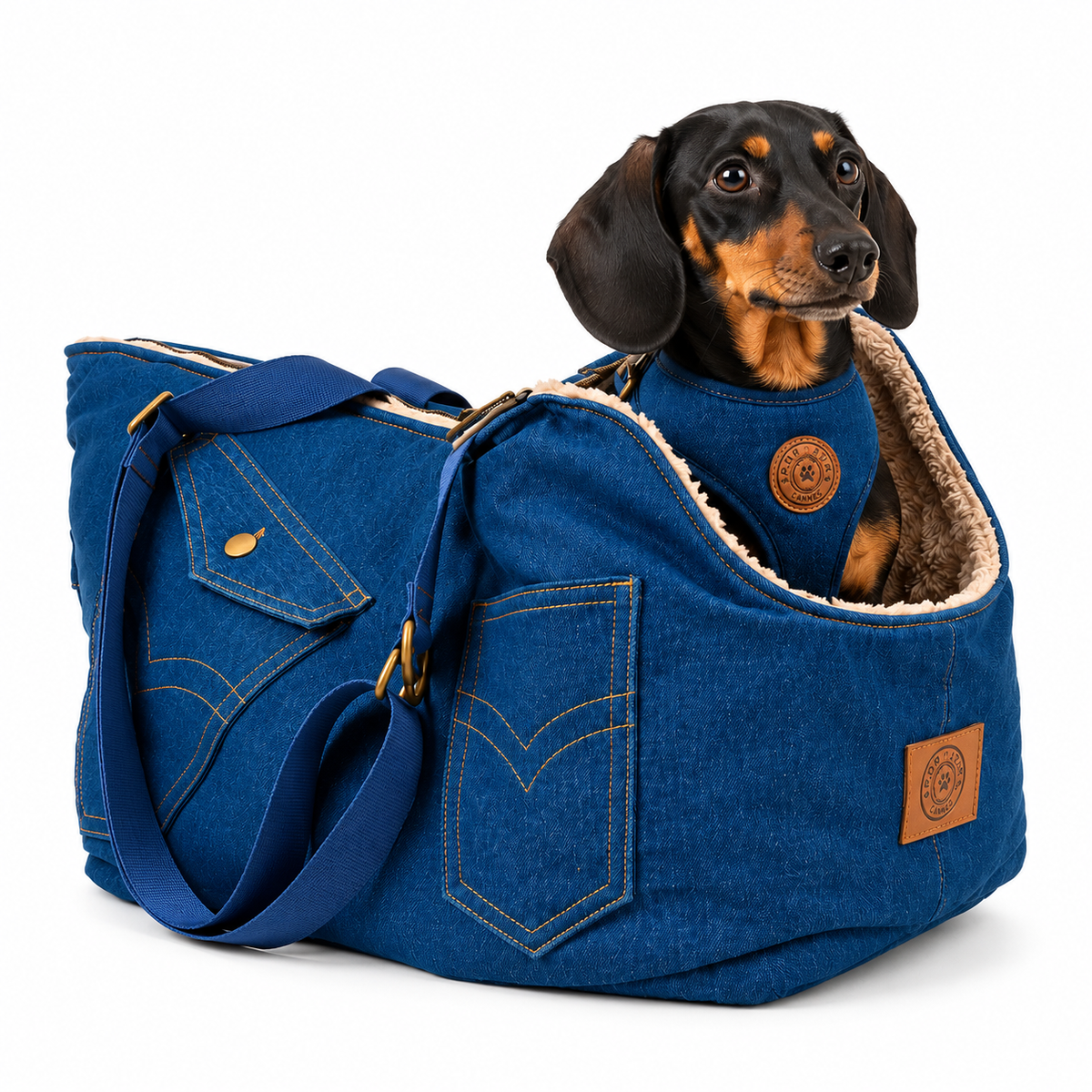 Sac de Transport Denim Océan – Pom d’Azur × Soho Poms London