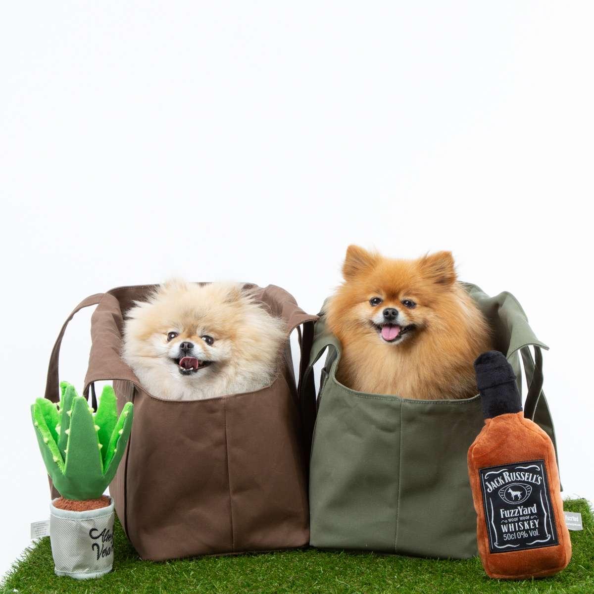 Sac de Transport Pour Chien Coton Ciré Olive par SohoPoms - Pom D'Azur