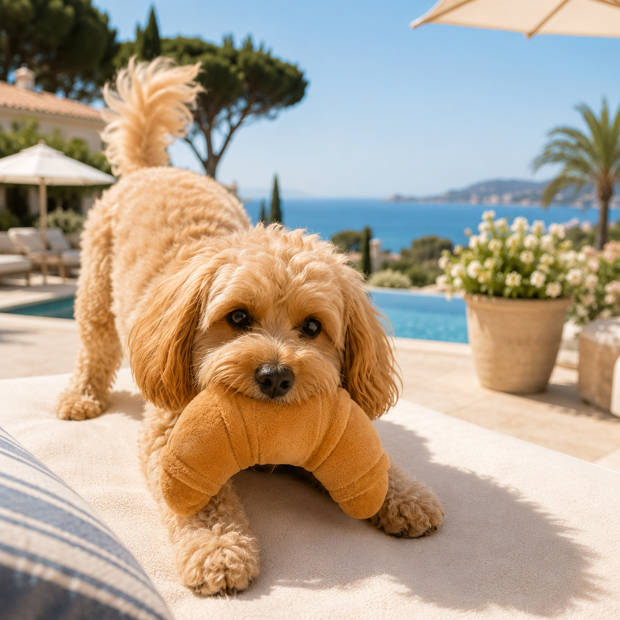 Jouet Croissant pour Chien avec Couineur Pom d'Azur