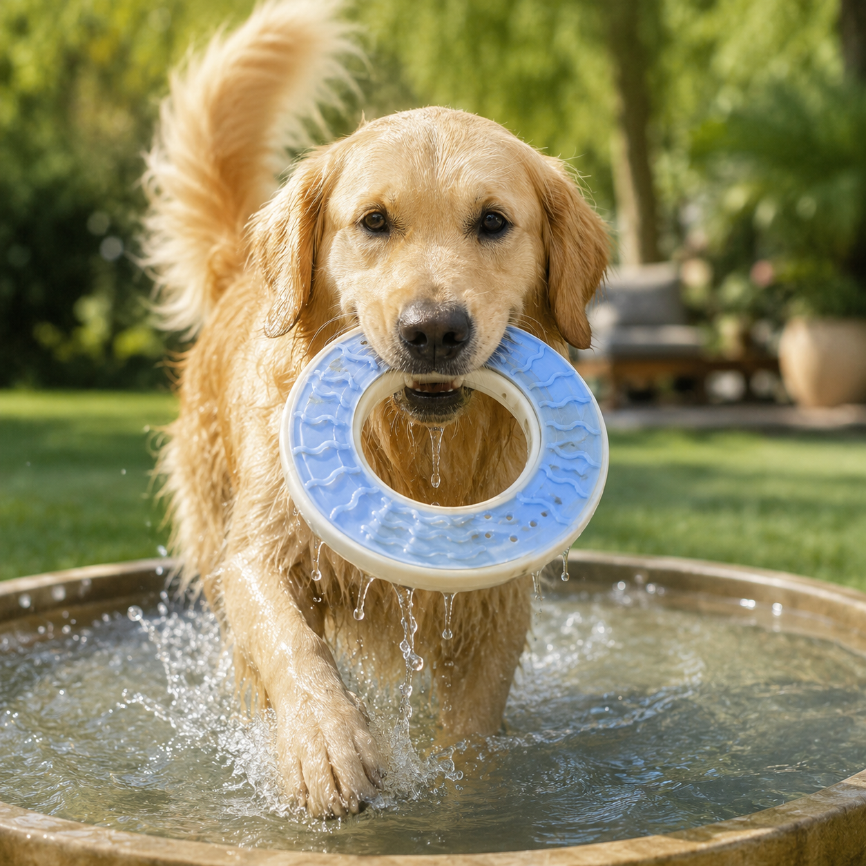 Anneau Rafraîchissant pour Chien à Congeler Jouet d'Eau Réutilisable 13,5cm lifestyle