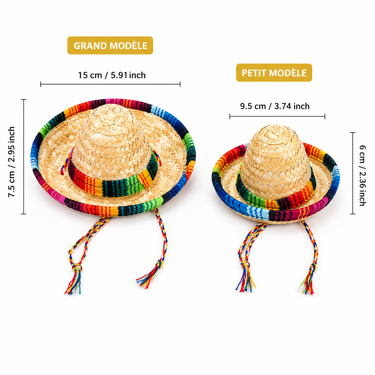 Sombrero Fiesta Premium pour Chien – Chapeau Mexicain Ajustable
