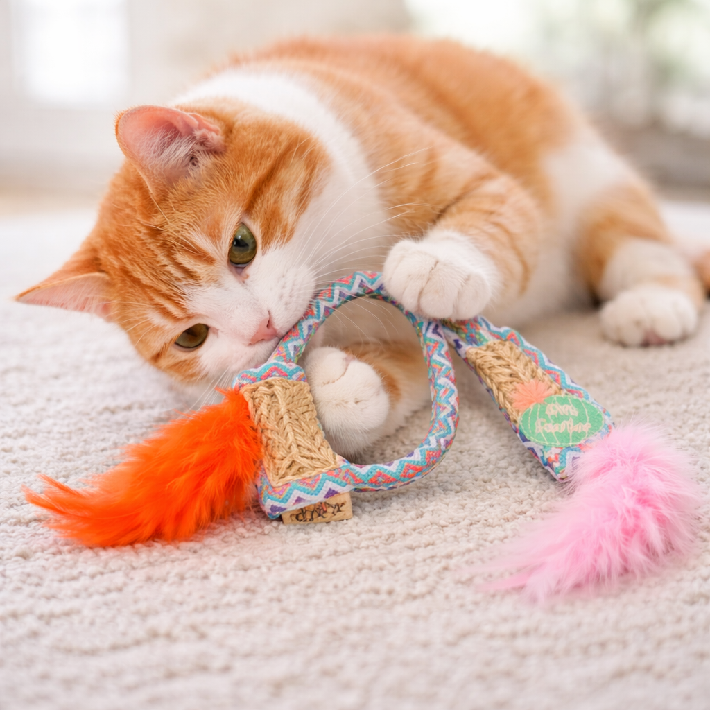 Jouet Artisanal pour Chat 'Tempete de Plume' p