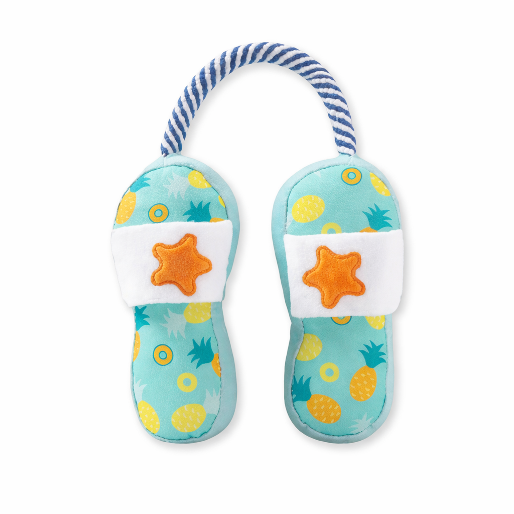 Claquettes Jouet Peluche pour Chien avec Corde & Squeaker