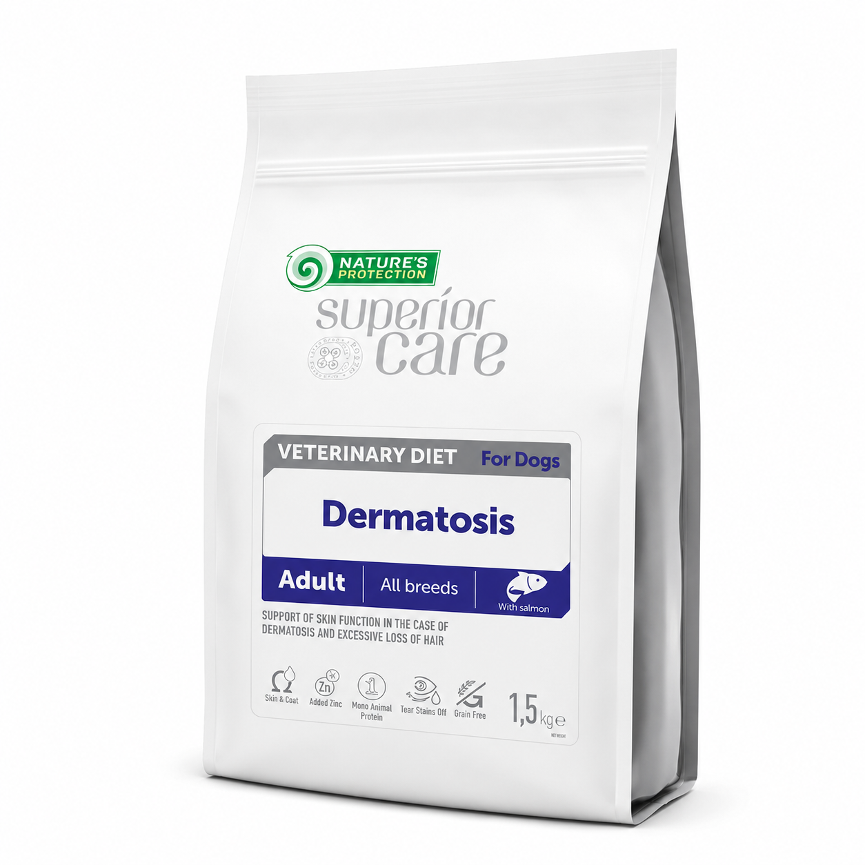 Croquettes Diététiques pour Chiens Saumon Adultes 1,5kg Nature's Problèmes Cutanés