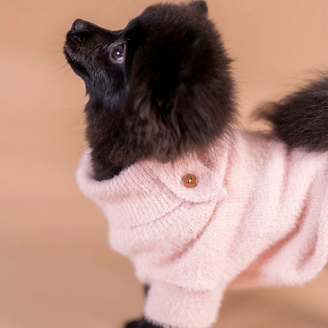 Pull pour Chien Rose Poudré Maille Premium Effet Cachemire par PAIKKA lifestyle