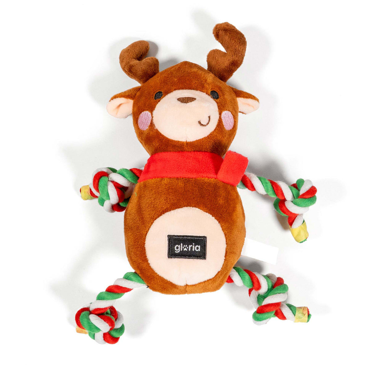 Jouet pour Chien Renne de Noël en Peluche avec Cordes à Mâcher