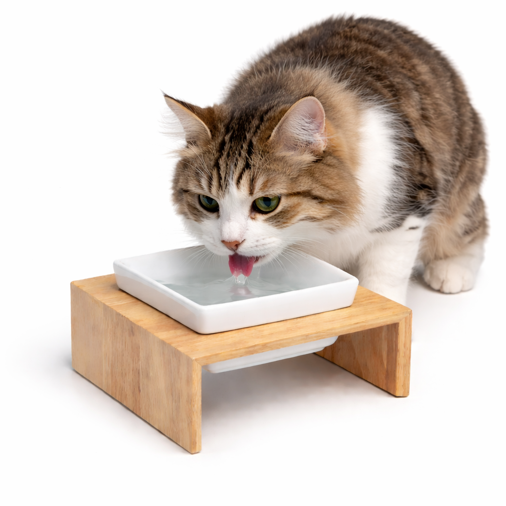 Gamelle bois et céramique pour Chat Simple