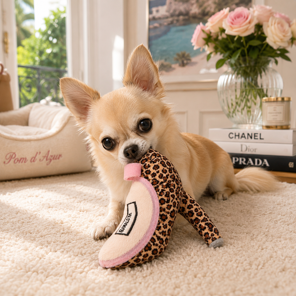 Glamalora – Jouet pour Chien Escarpin Léopard avec Couineur