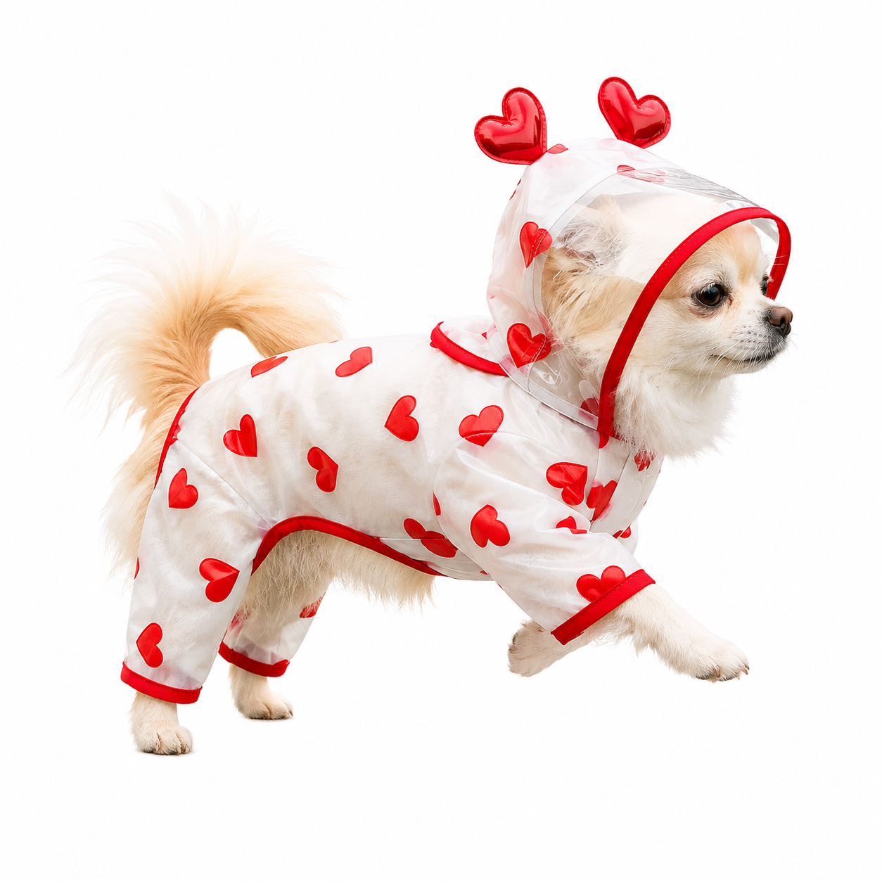 Imperméable Transparent à Cœurs pour Chien