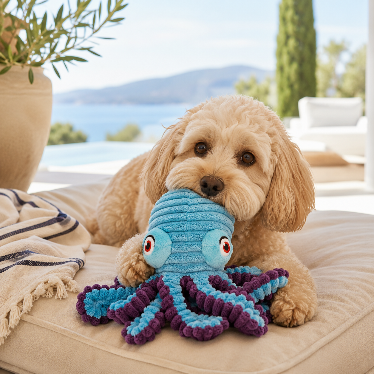 Jouet Couineur Pieuvre pour Chien Poulpom Pom d'Azur ® l
