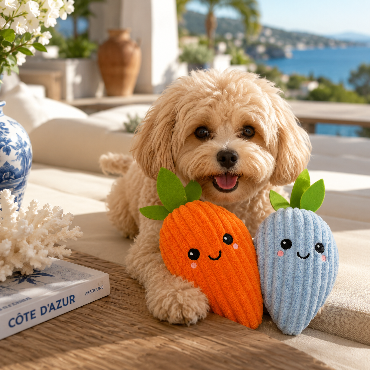 Jouet en Peluche Sonore pour Chien Barry la Carotte Pom d'Azur duo 2