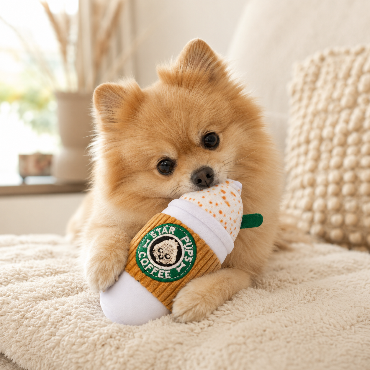 Jouet pour Chien Café Glacé Peluche Café Crème Pom d'Azur ®