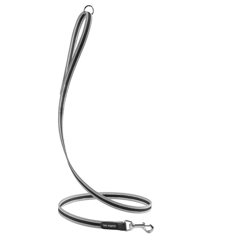 Laisse pour chien Noire Réfléchissante Tri Ponti 118cm.