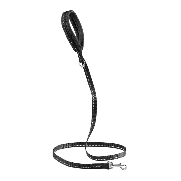 Laisse pour chien Noire Réfléchissante Tri Ponti 130cm