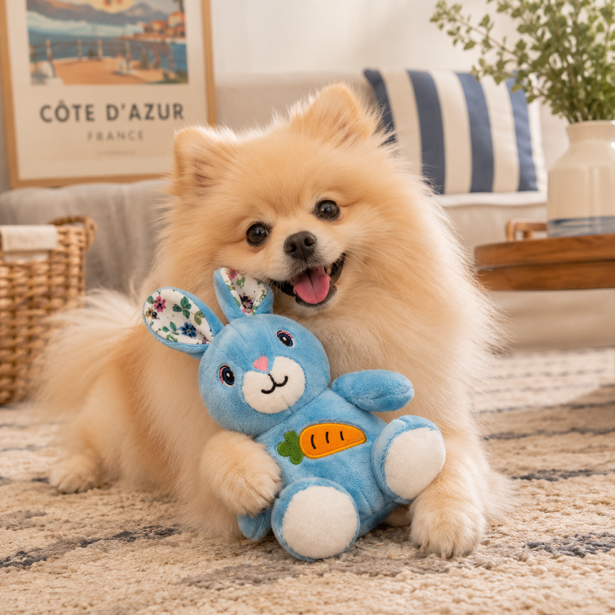 Lapin en Peluche avec Couineur pour Chien Lagun Pom d'Azur b