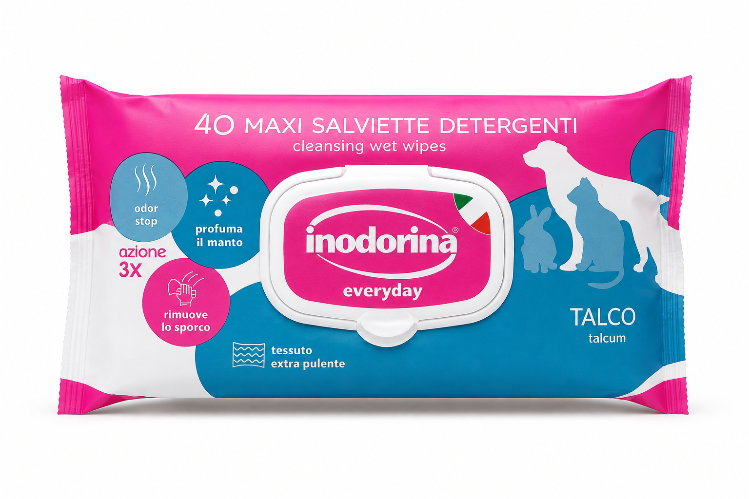 Lingettes Nettoyantes Inodorina – Chien & Chat x40
