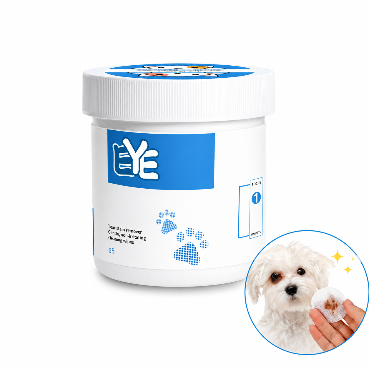 Lingettes Anti-Traces de Larmes pour Chien et Chat Nettoyage Doux du Contour des Yeux
