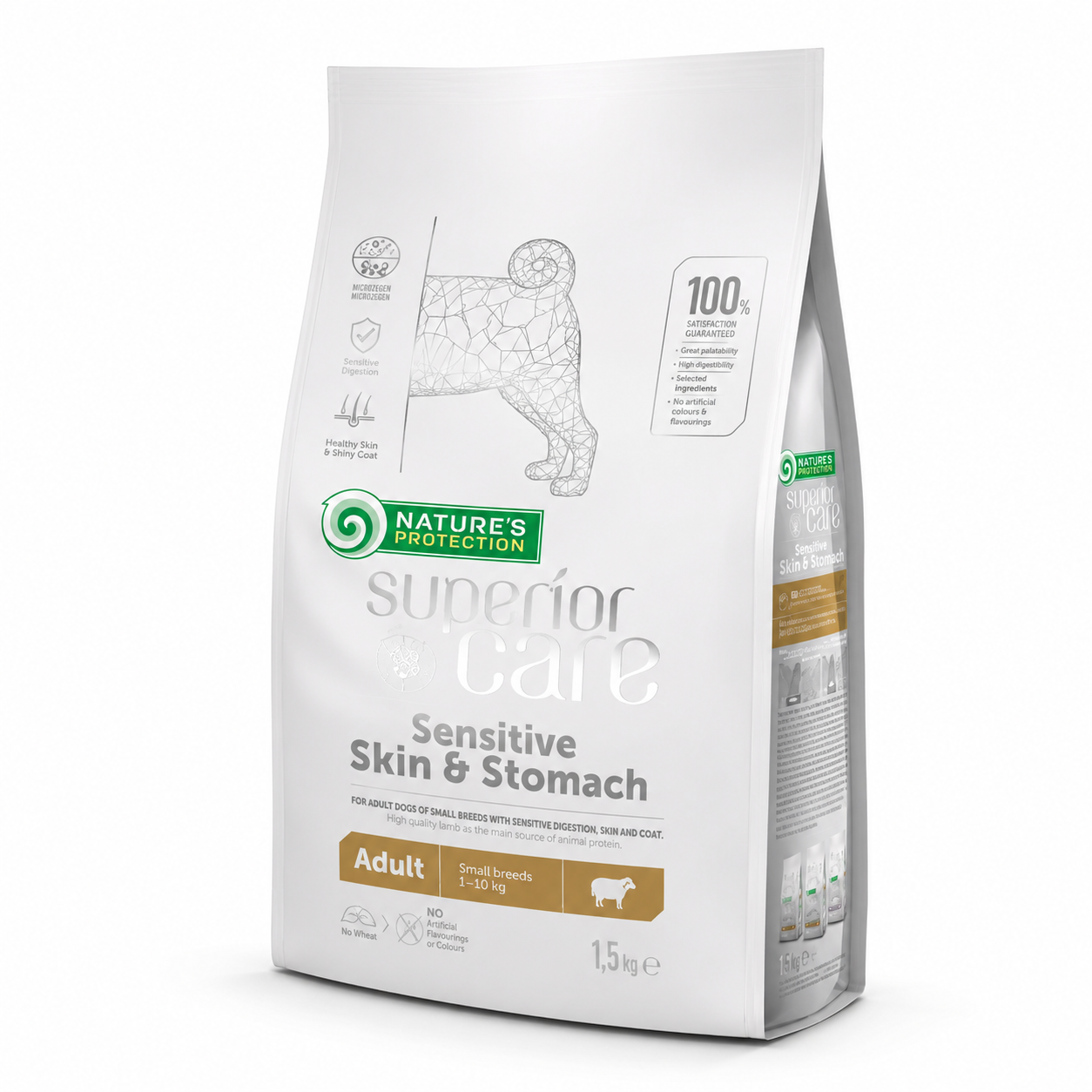 Croquettes pour Chiens Adultes de Petite Taille 1,5kg Nature's Protection Peau et Digestion Agneau