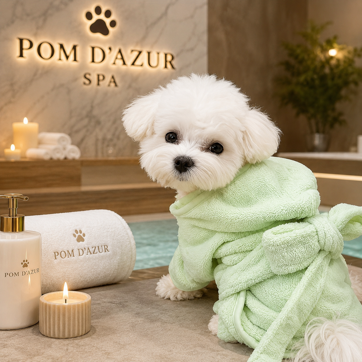 Peignoir de Bain pour Petits Chiens et Chats Microfibre Ultra-Absorbante Amande