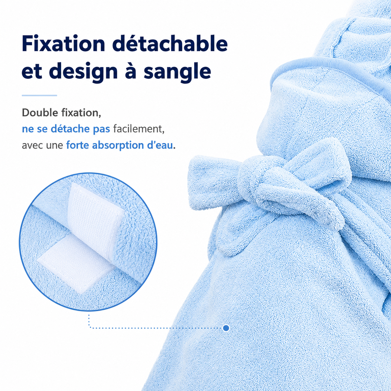 Peignoir de Bain pour Petits Chiens et Chats Microfibre Ultra-Absorbante bl