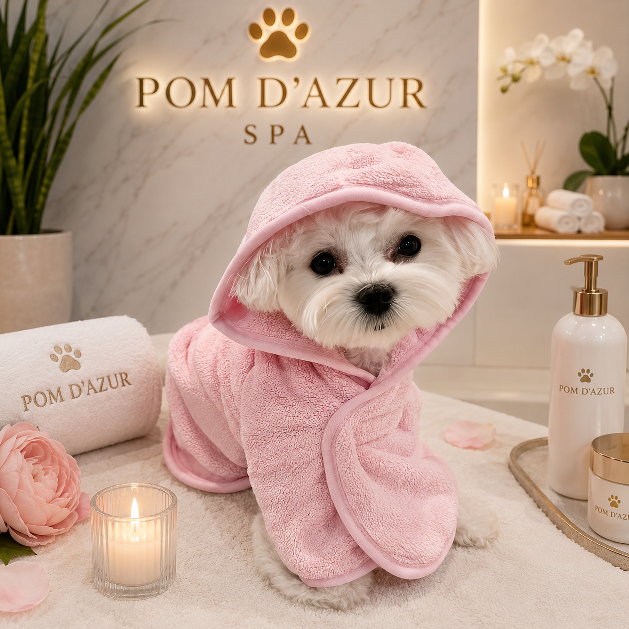 Peignoir de Bain pour Petits Chiens et Chats Microfibre Ultra-Absorbante rose