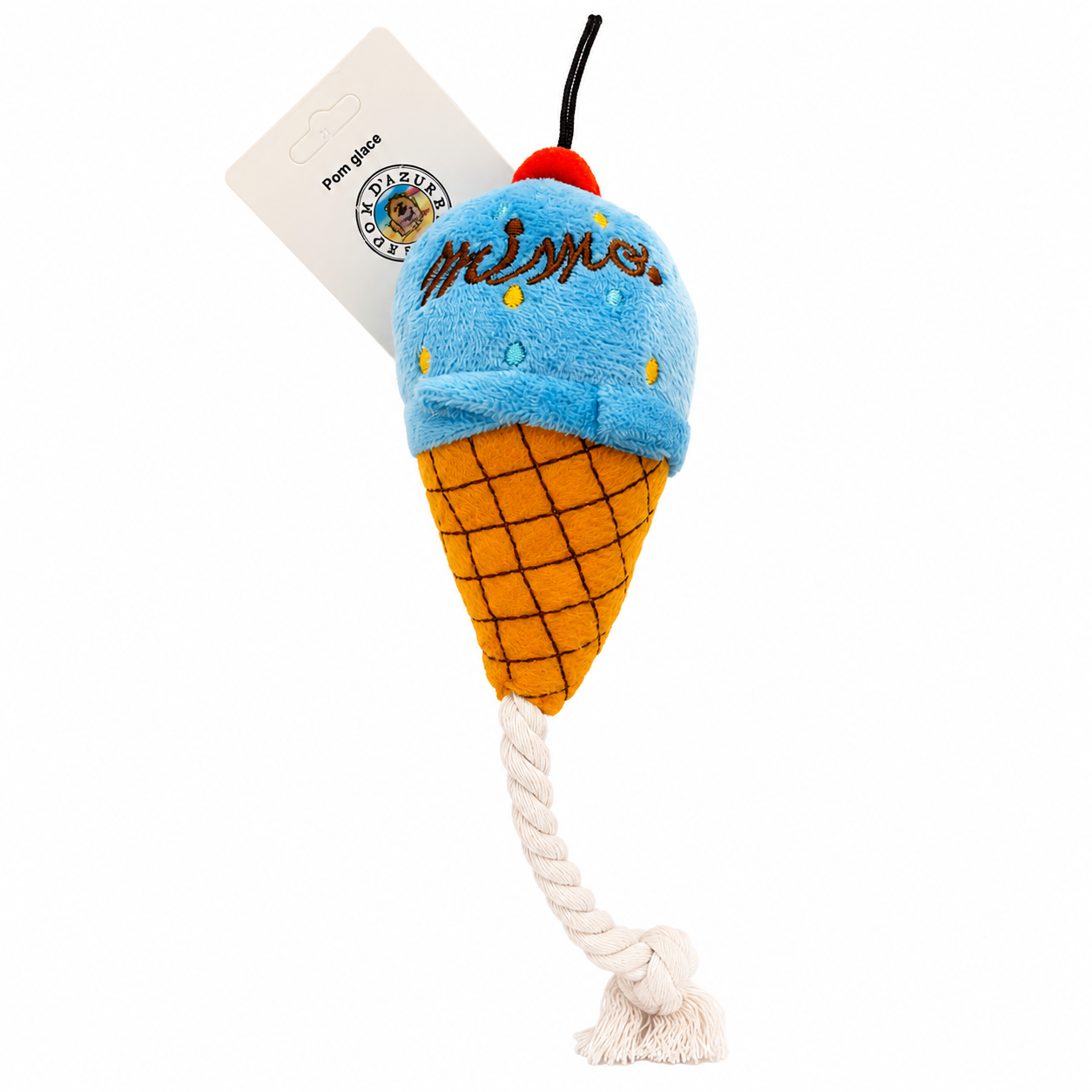 Peluche avec Corde et Couineur pour Chien Pom Glace Pom d'Azur ®