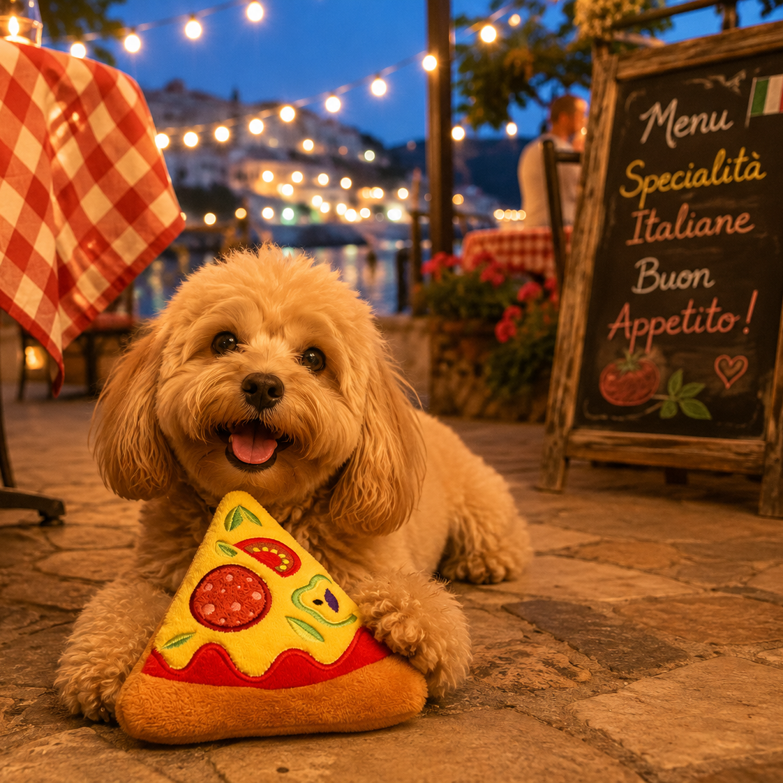 Pizz'Azur en Peluche avec Couineur pour Chien Pom d'Azur l