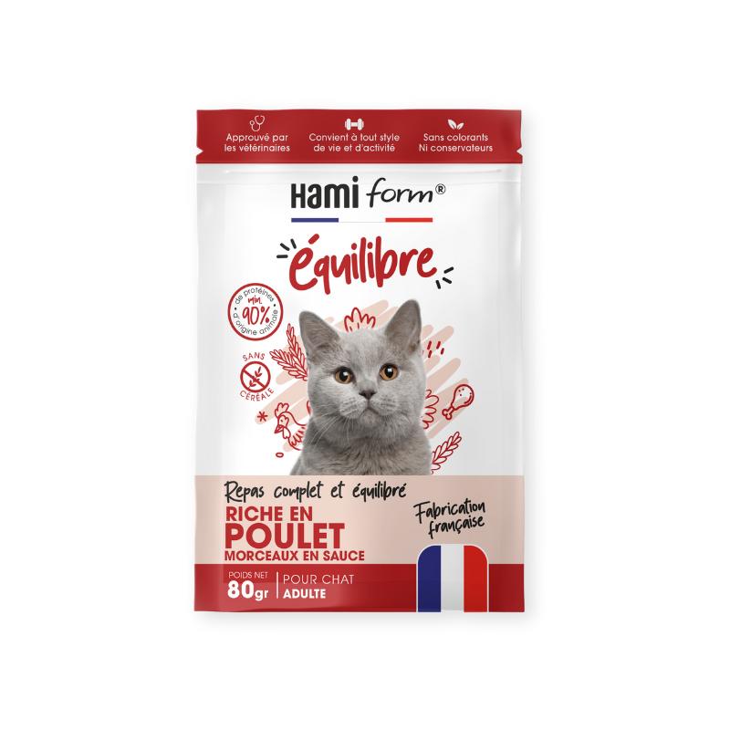 Repas complet pour chat Equilibre Riche en Poulet 80g