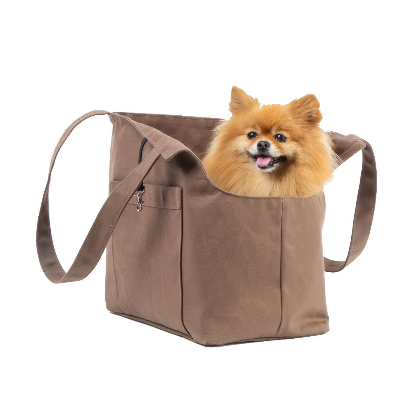 Sac de Transport Pour Chien Coton Ciré Caramel par SohoPoms - Pom D'Azur