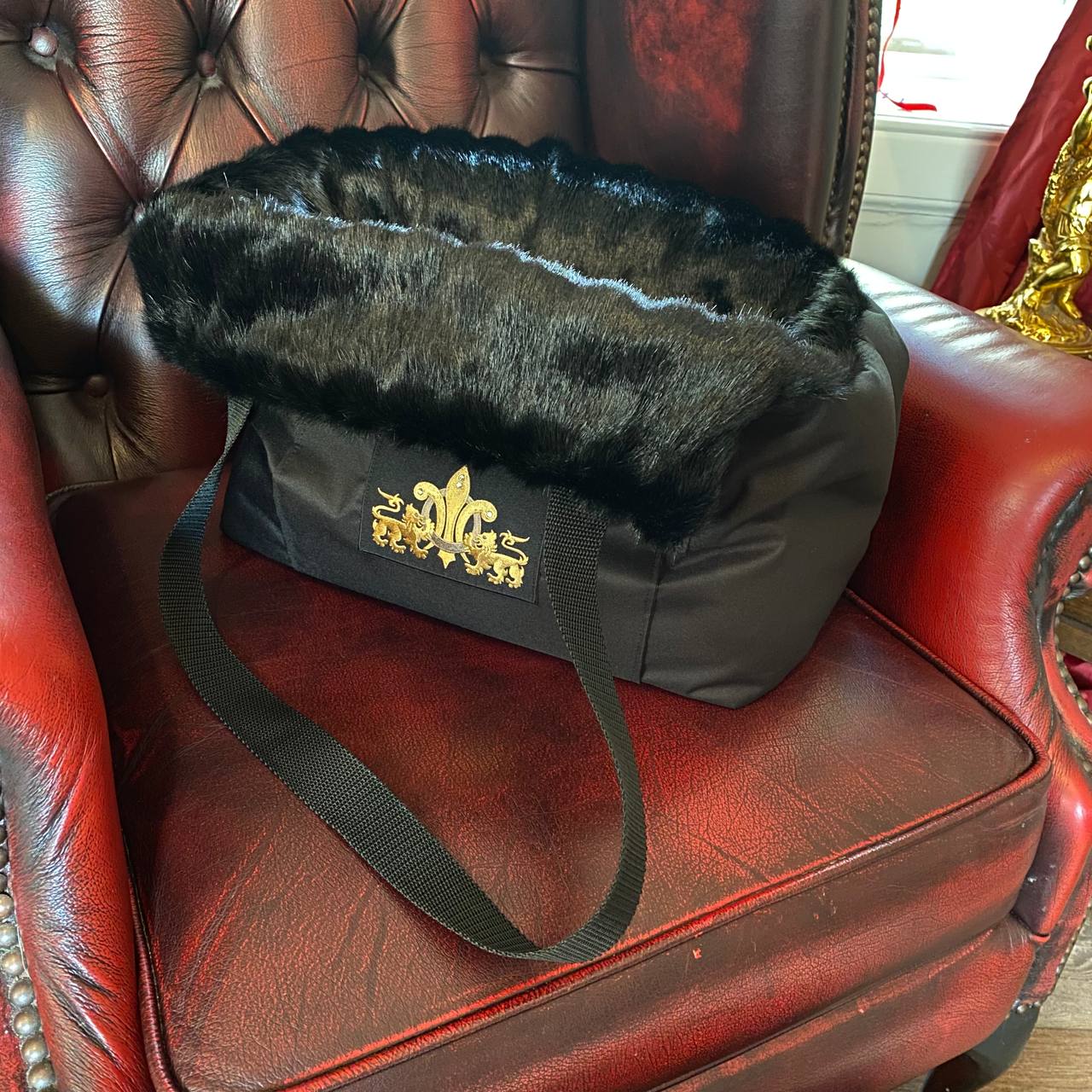 Sac de Transport douillet pour Chien 'Noir Impérial'.